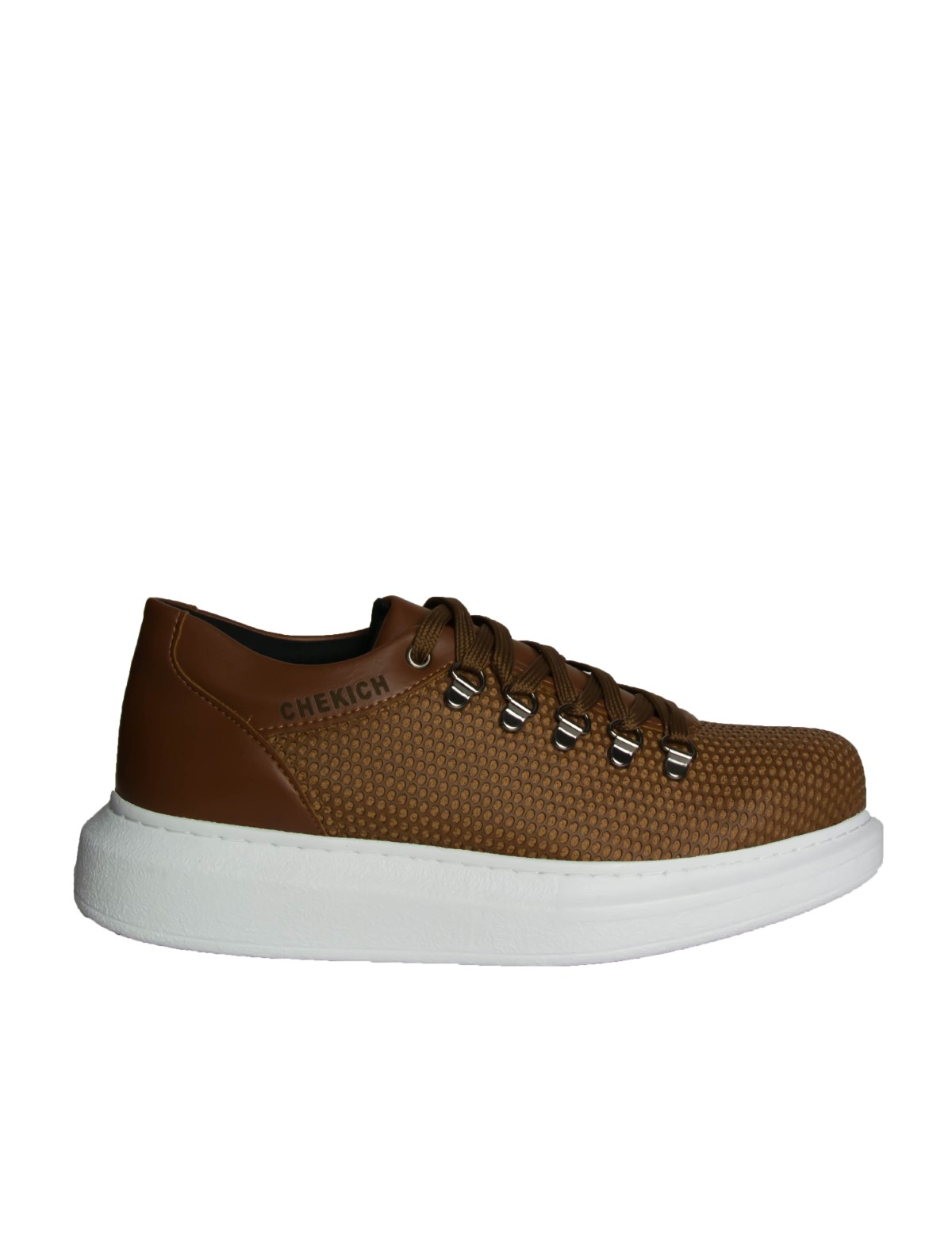 Ανδρικά καφέ Sneakers δερματίνη ανάγλυφο σχέδιο CH021K φωτογραφία